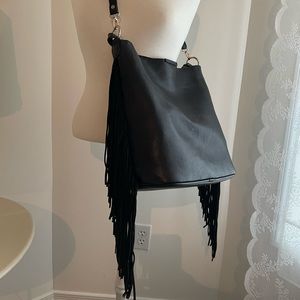 Beautiful Black Leather Fringe Bag by Sinequanone of Paris - Never Worn!